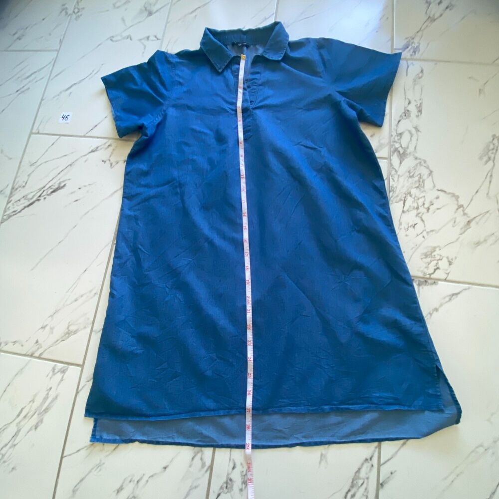 Chances R Womens 2X Blue Collared Shirt Dress Short Sleeve Tunic Plus